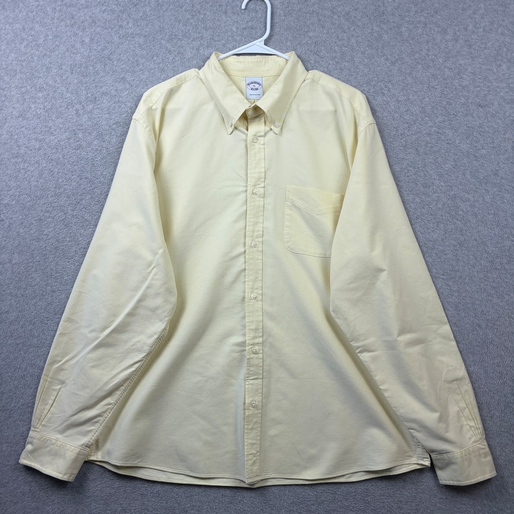 Brooks Brothers Shirt Mens XL Yellow Oxford Button Down OCBD Preppy Ivy Trad